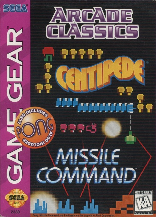 Arcade Classics: Centipede, Missile Command, Pong Sega Game Gear – Just ...