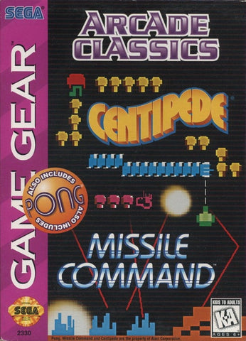 Arcade Classics: Centipede, Missile Command, Pong Sega Game Gear